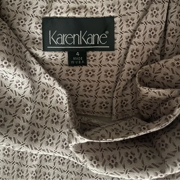 Vintage Elegant Tan Patterned Slip-in Maxi Dress - Picture 6 of 8